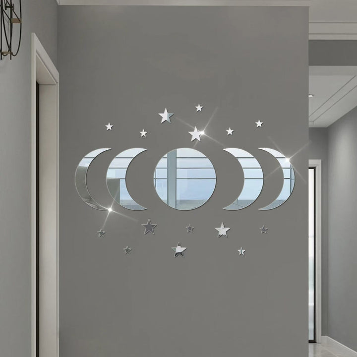 Acrylic Moon Wall Stickers for Reflective Celestial Decor