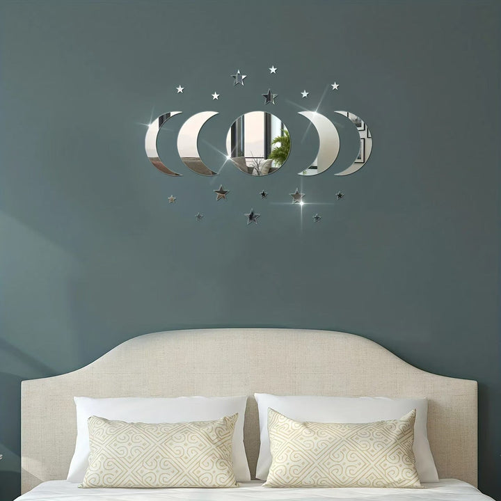 Acrylic Moon Wall Stickers for Reflective Celestial Decor