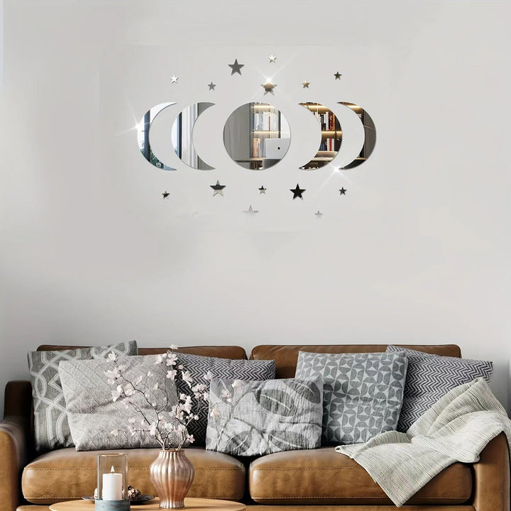Acrylic Moon Wall Stickers for Reflective Celestial Decor