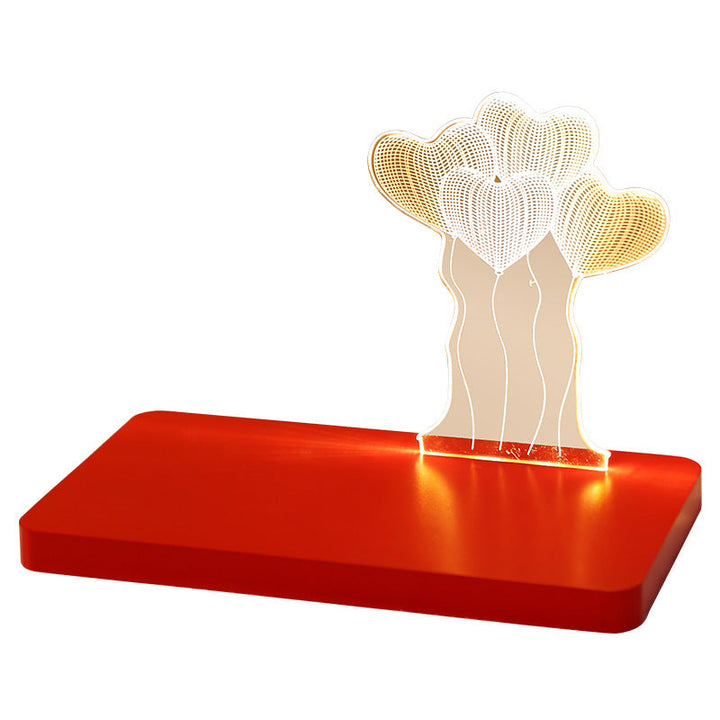 Acrylic 3D Heart Balloon Night Light for Bedroom Decor