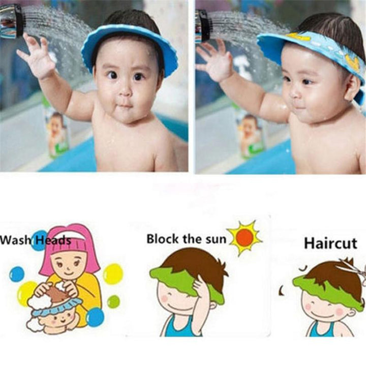 Adjustable Baby Shower Hat for Calmer Hair Washes