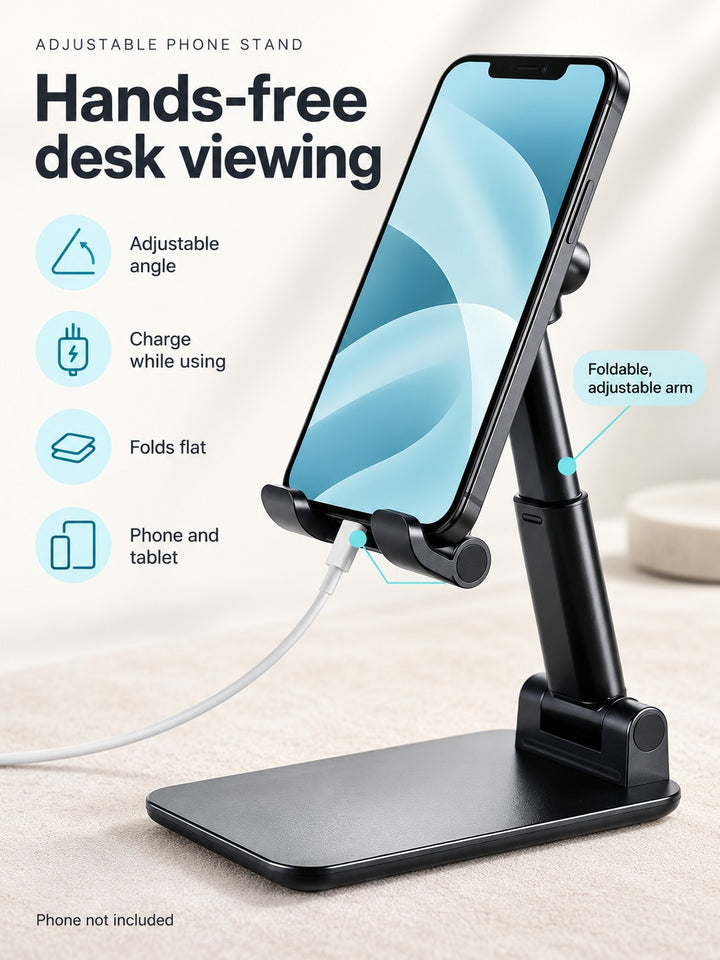 Adjustable Desk Phone Stand for Video Calls & Charging