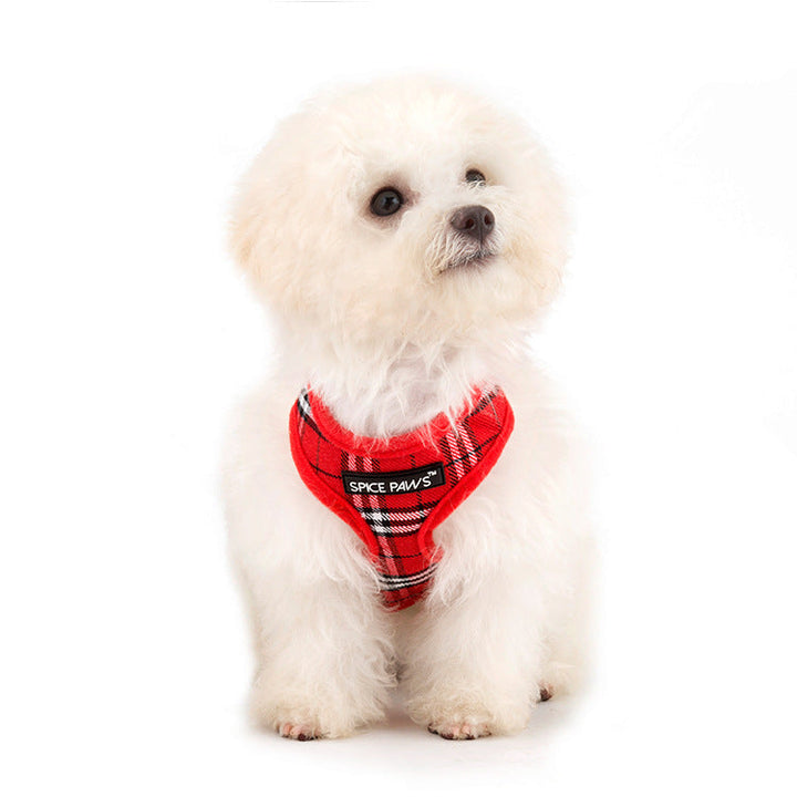 Adjustable Plaid Dog Harness Vest for Secure Walks