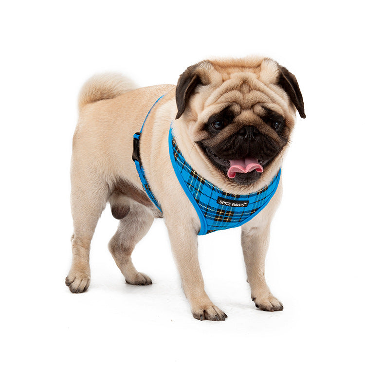 Adjustable Plaid Dog Harness Vest for Secure Walks