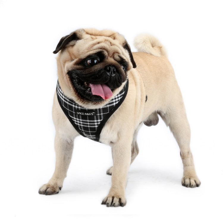 Adjustable Plaid Dog Harness Vest for Secure Walks