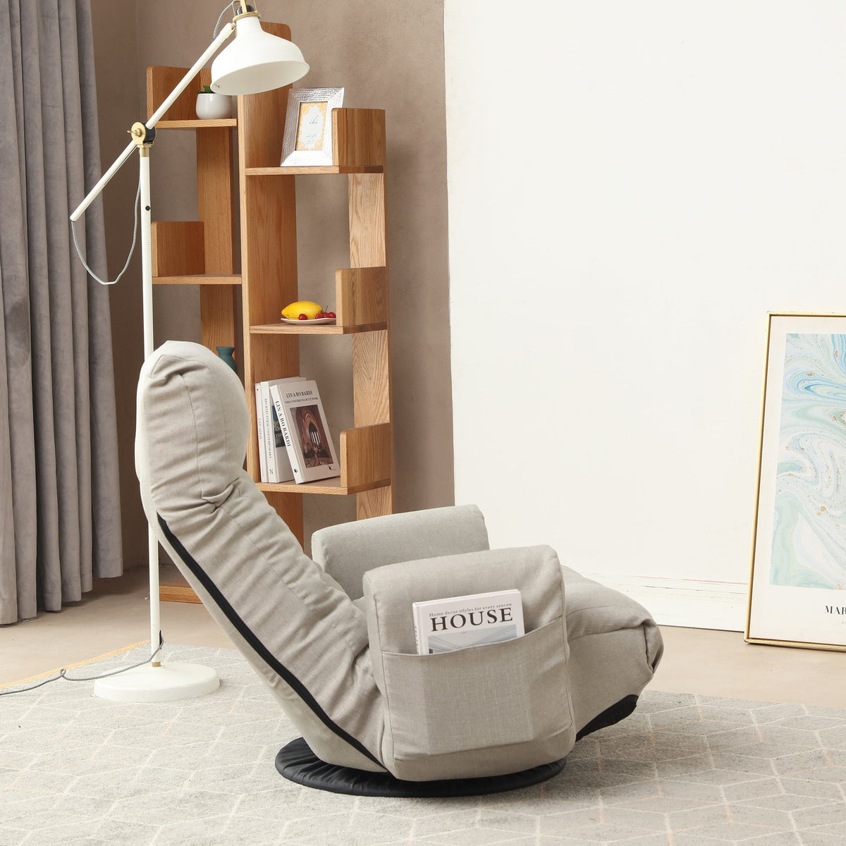 Swivel Floor Lounge Chair with Adjustable Recline