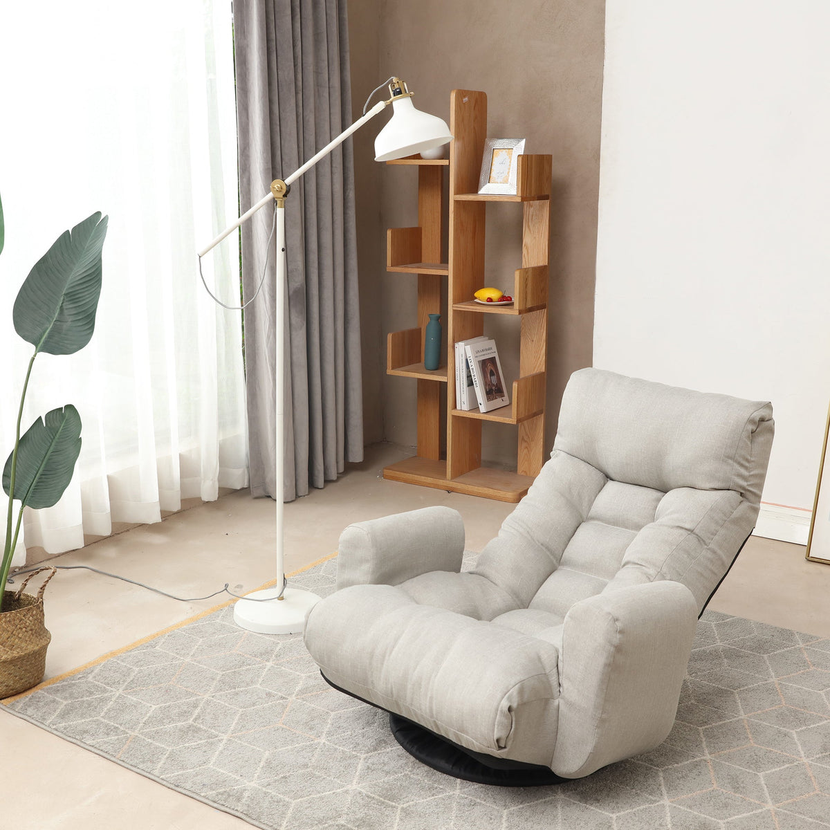 Swivel Floor Lounge Chair with Adjustable Recline
