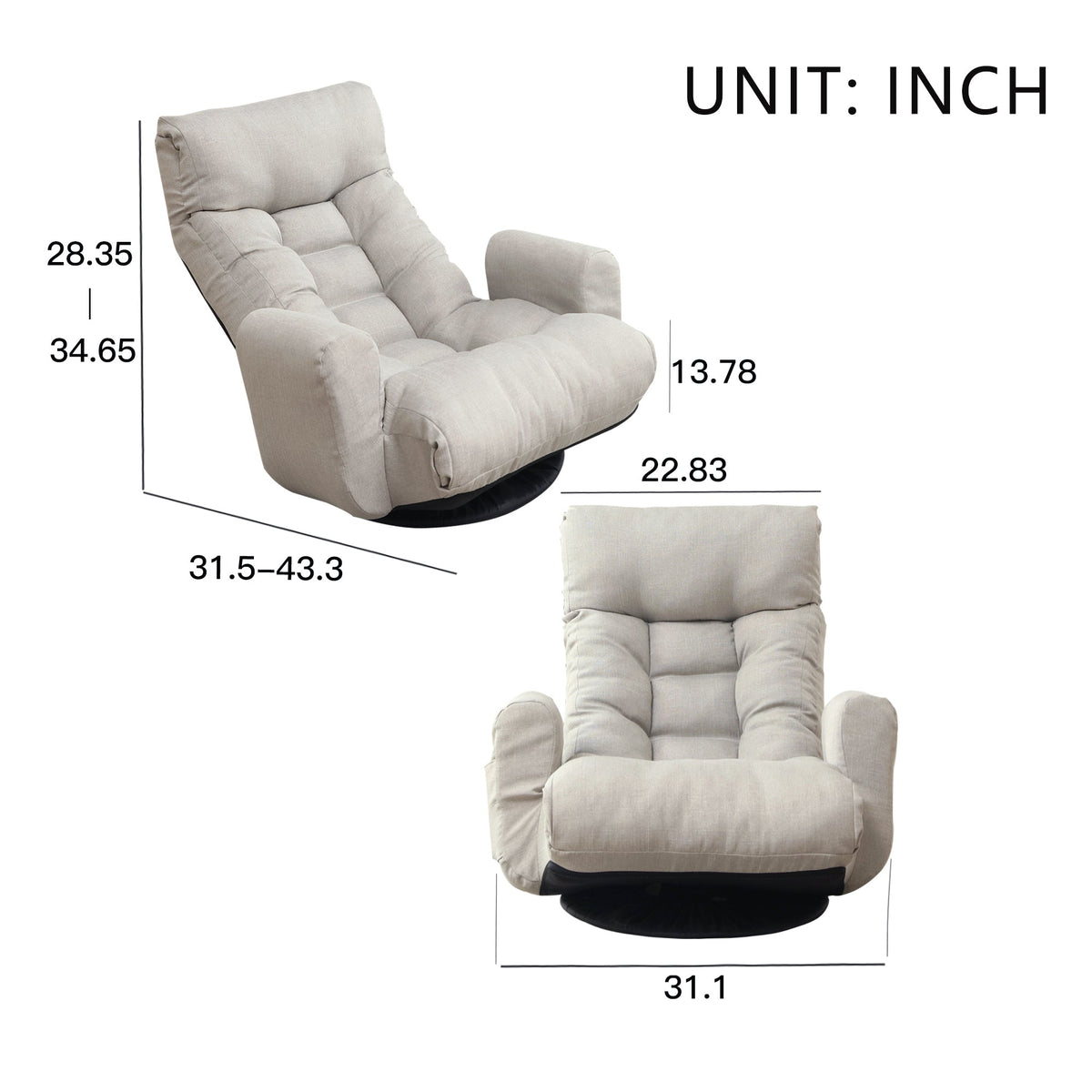 Swivel Floor Lounge Chair with Adjustable Recline