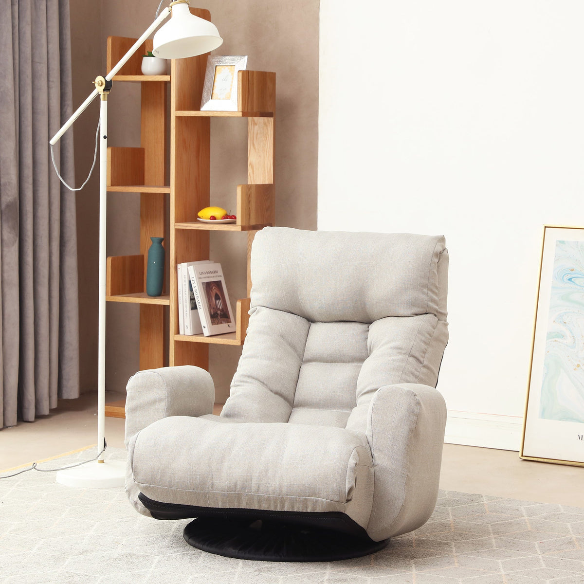 Swivel Floor Lounge Chair with Adjustable Recline