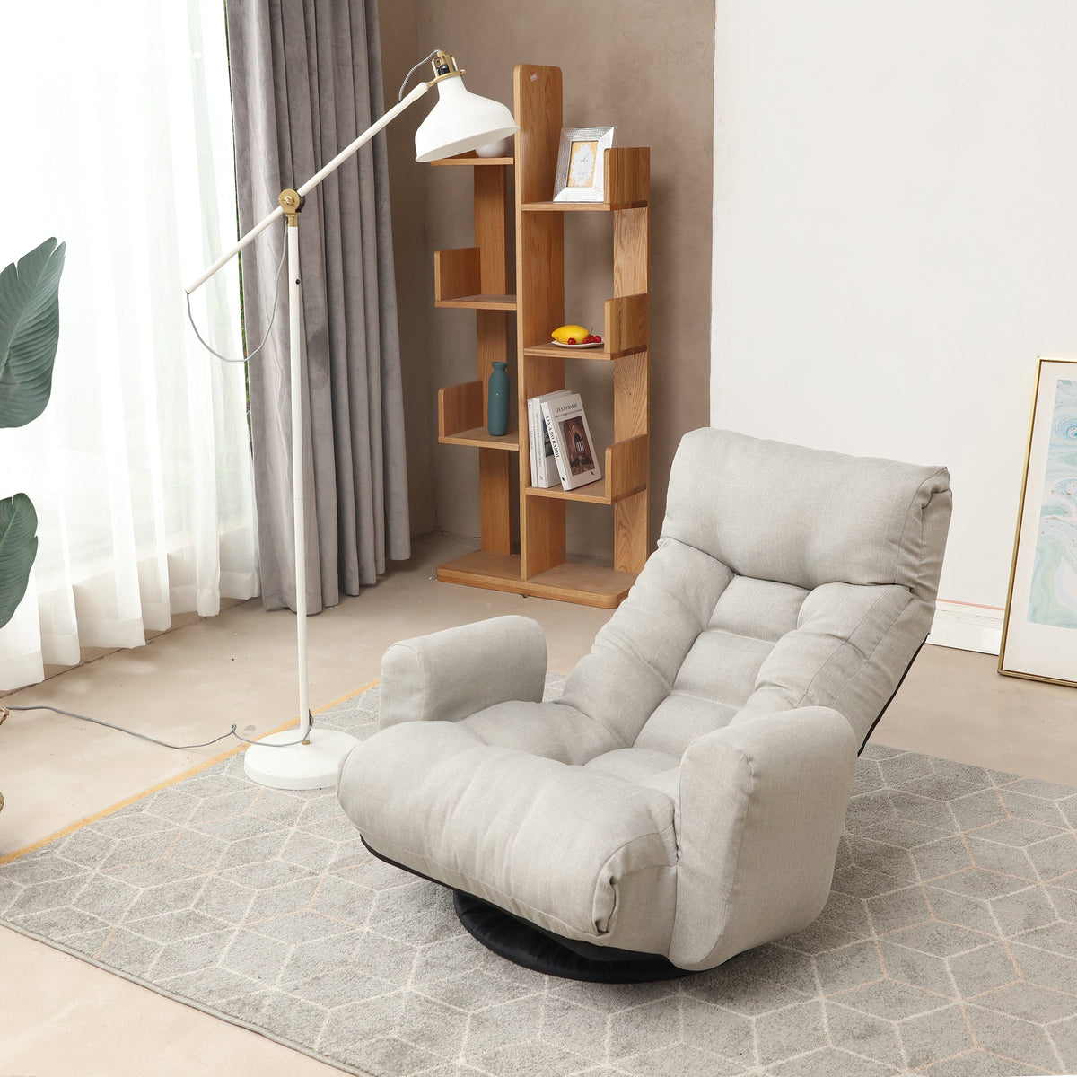 Swivel Floor Lounge Chair with Adjustable Recline