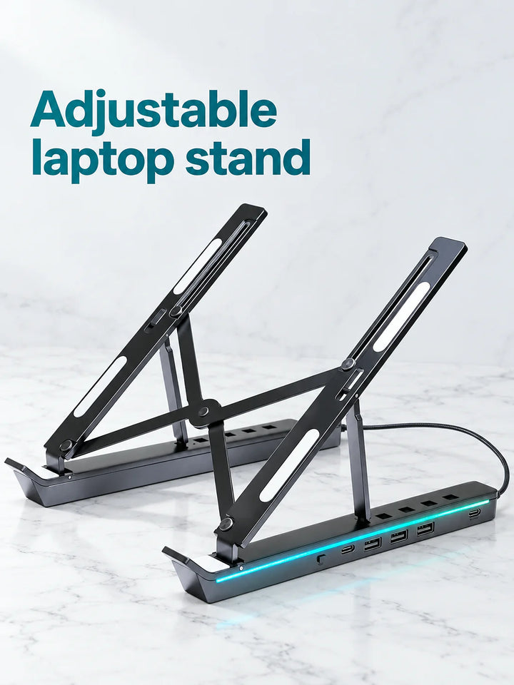 Adjustable Laptop Stand with 6 Heights and USB Hub