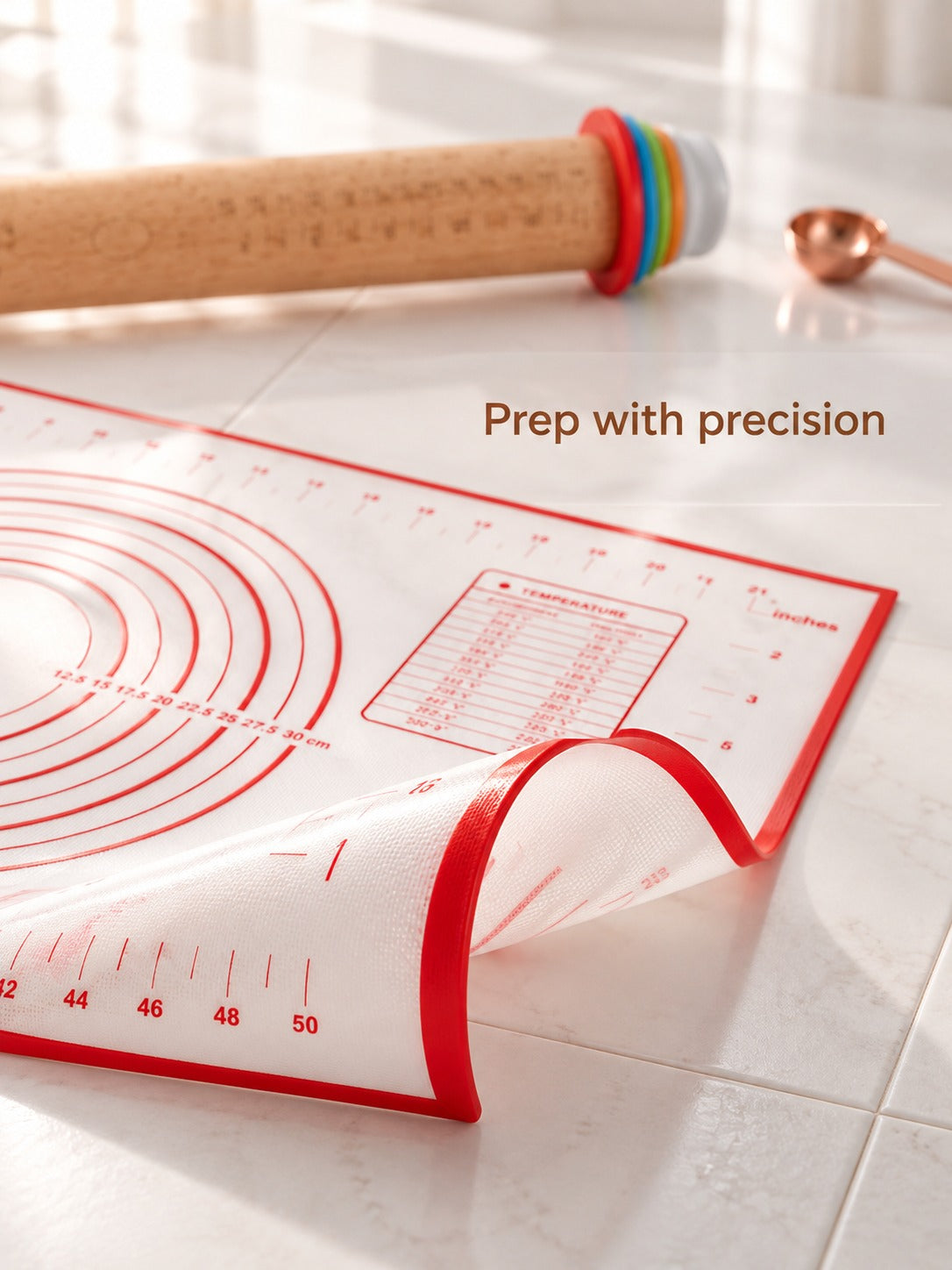 Adjustable Rolling Pin Set with Silicone Mat for Even Dough