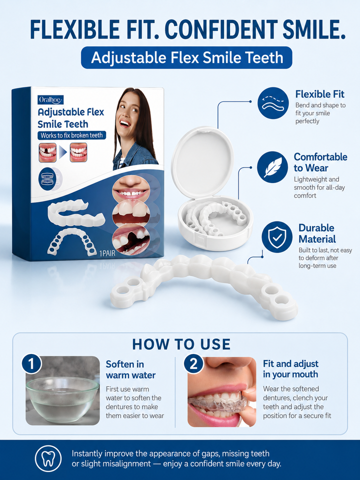 Adjustable Flex Smile Veneers — Fix Broken Teeth Instantly