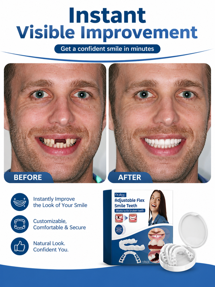 Adjustable Flex Smile Veneers — Fix Broken Teeth Instantly