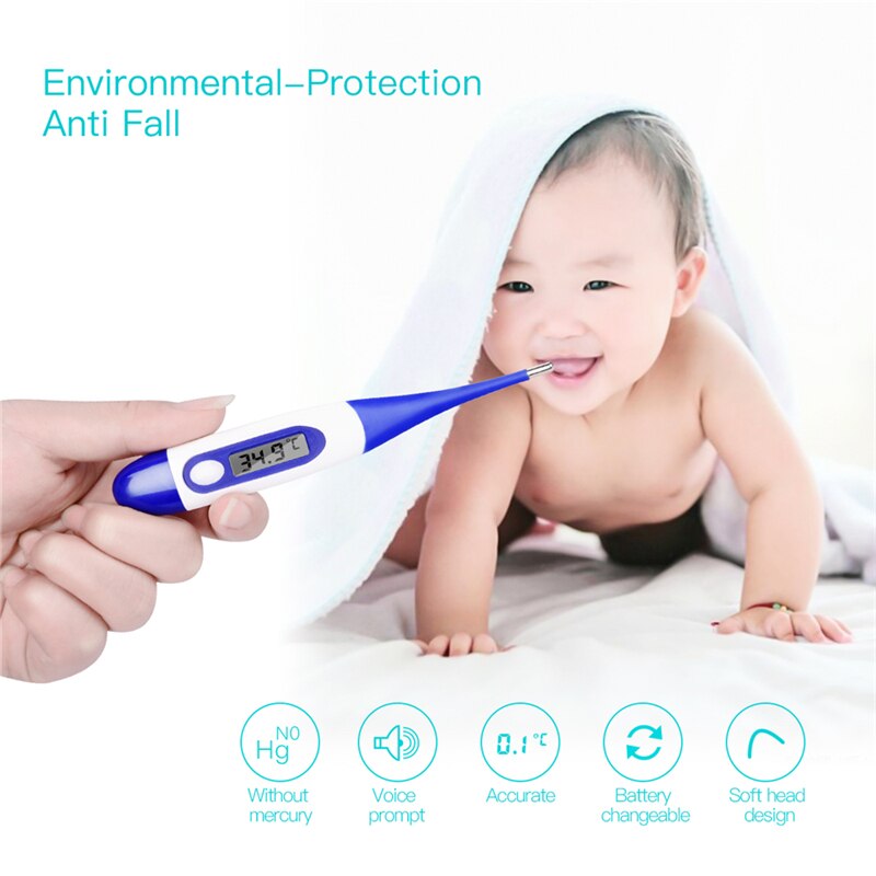 Digital Thermometer With Flexible Tip for Family Use