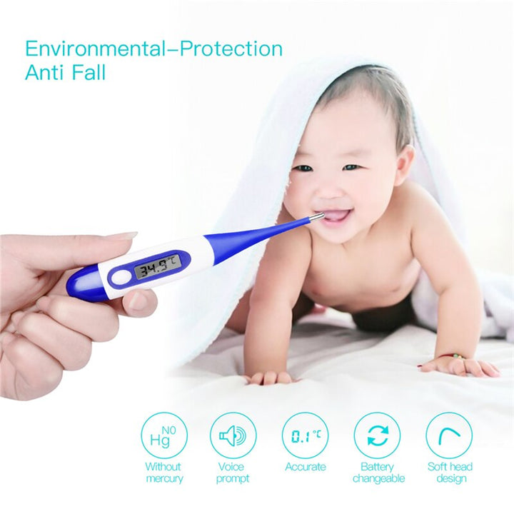 Digital Thermometer With Flexible Tip for Family Use