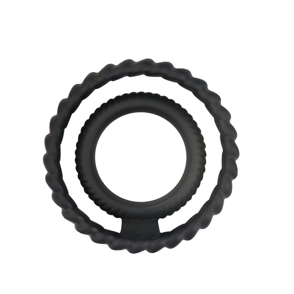 Men's Double Ring Silicone Delay Ring for Stimulation