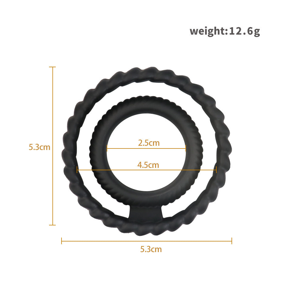 Men's Double Ring Silicone Delay Ring for Stimulation