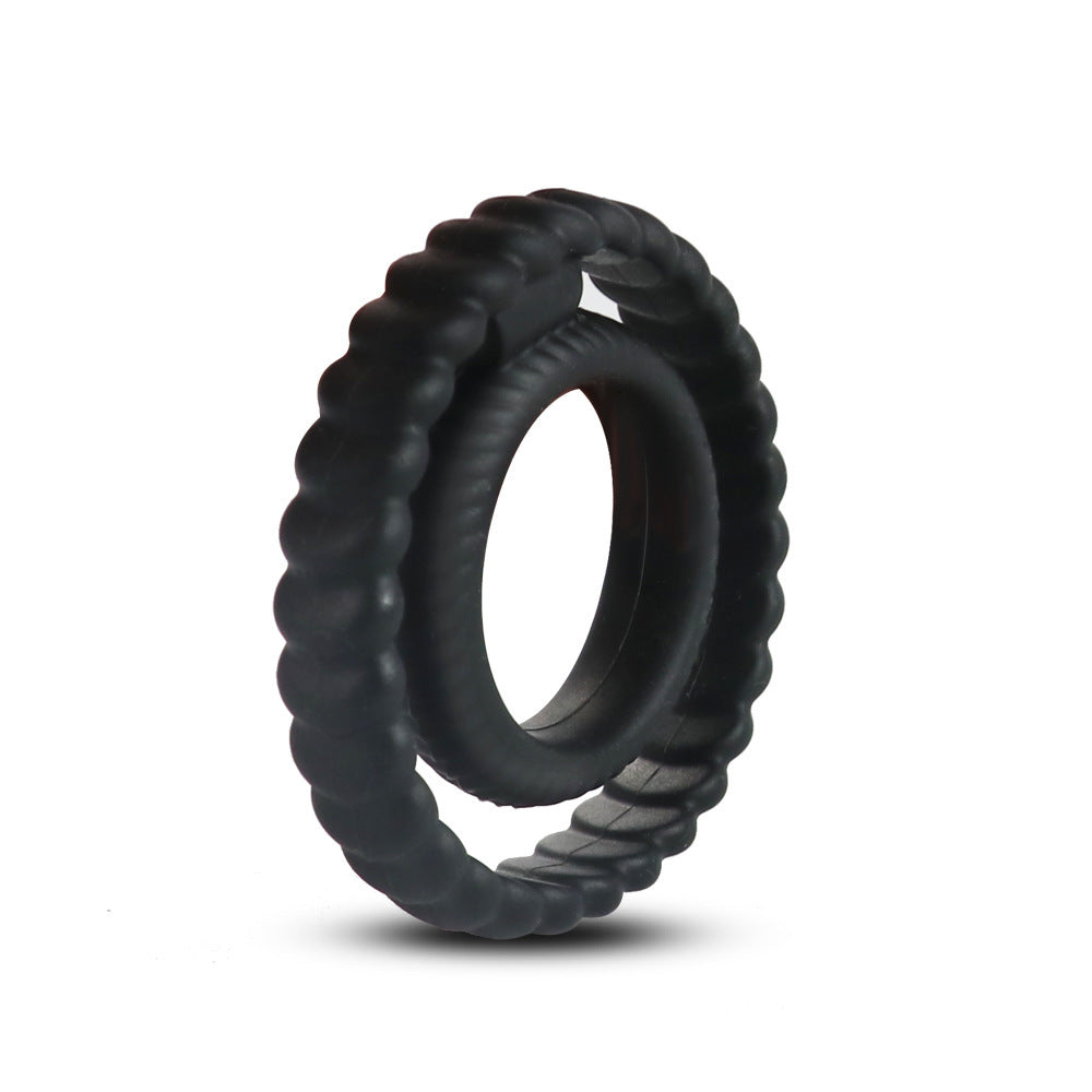 Men's Double Ring Silicone Delay Ring for Stimulation