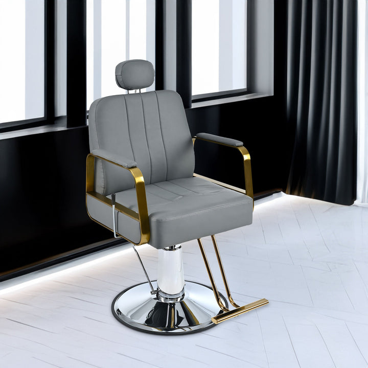 Reclining Salon Chair with Hydraulic Lift and 360° Swivel