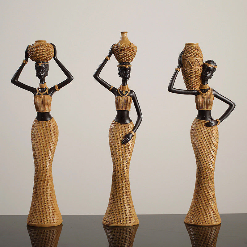 African Resin Figurines for Warm Artistic Home Decor
