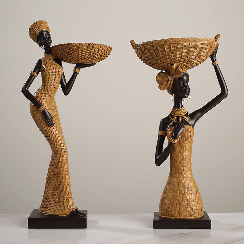 African Resin Figurines for Warm Artistic Home Decor
