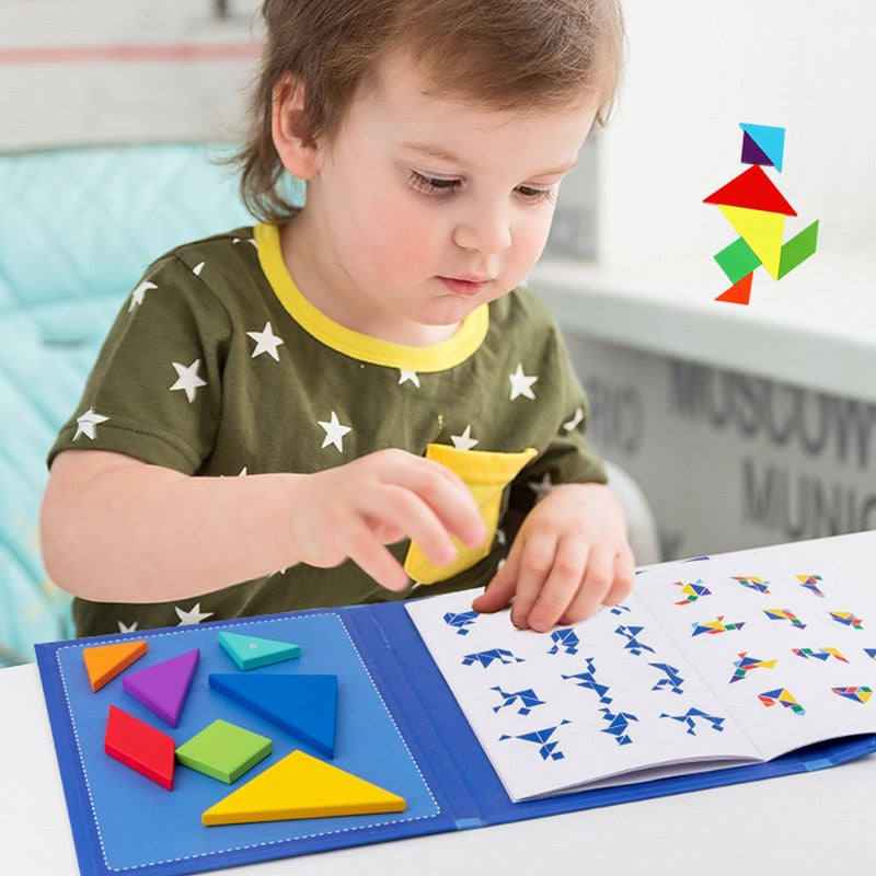 Magnetic Tangram Puzzle Book for Screen-Free Learning