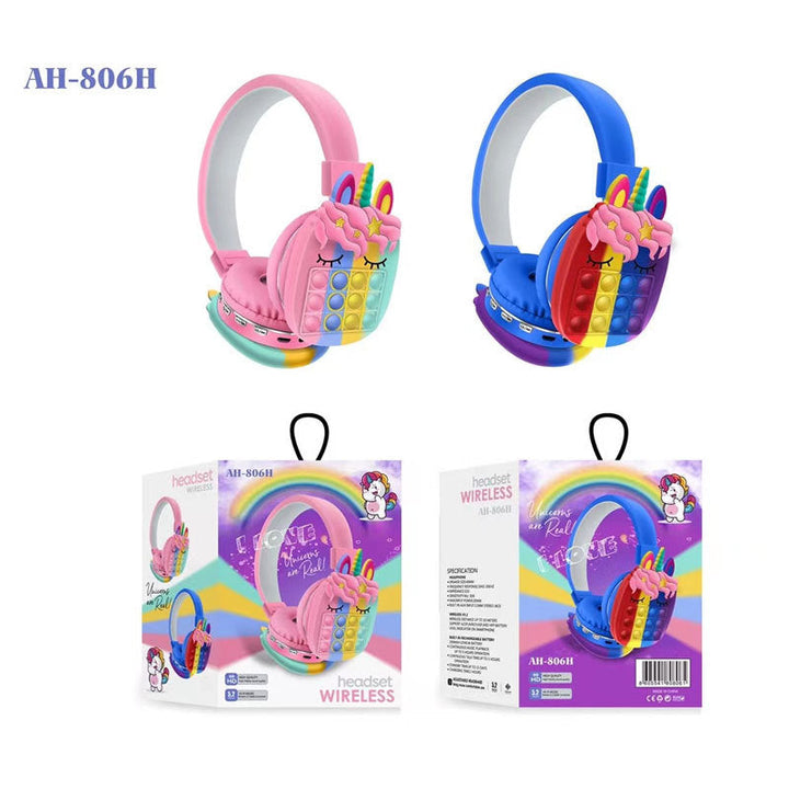Kids Wireless Headphones: Unicorn Design & Fidget Pad