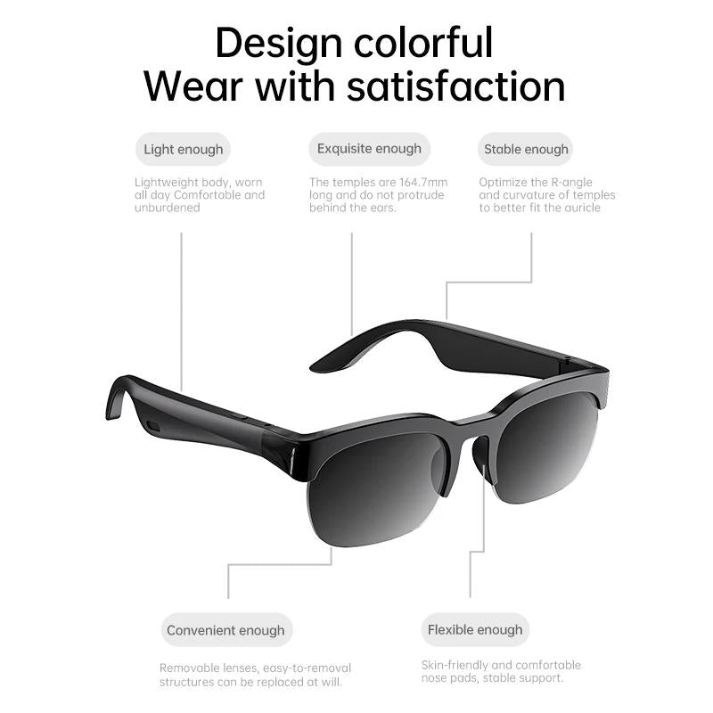 Open-Ear Bluetooth 6.0 Smart Glasses, 30h Battery Life