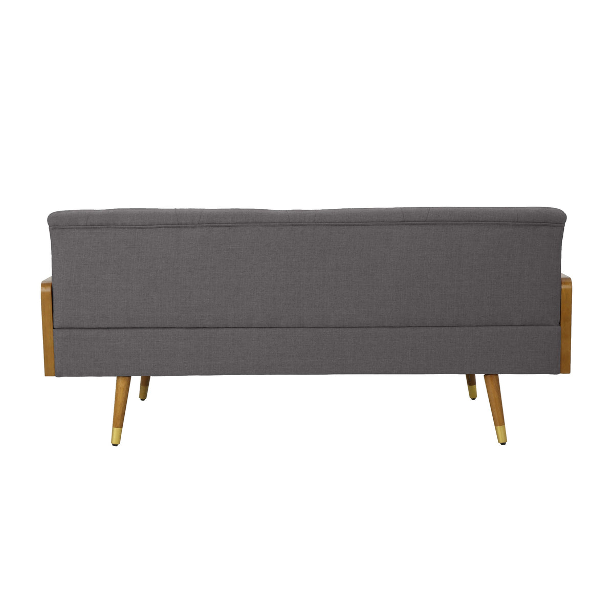 Mid-Century Modern Tufted Sofa in Grey Linen Fabric
