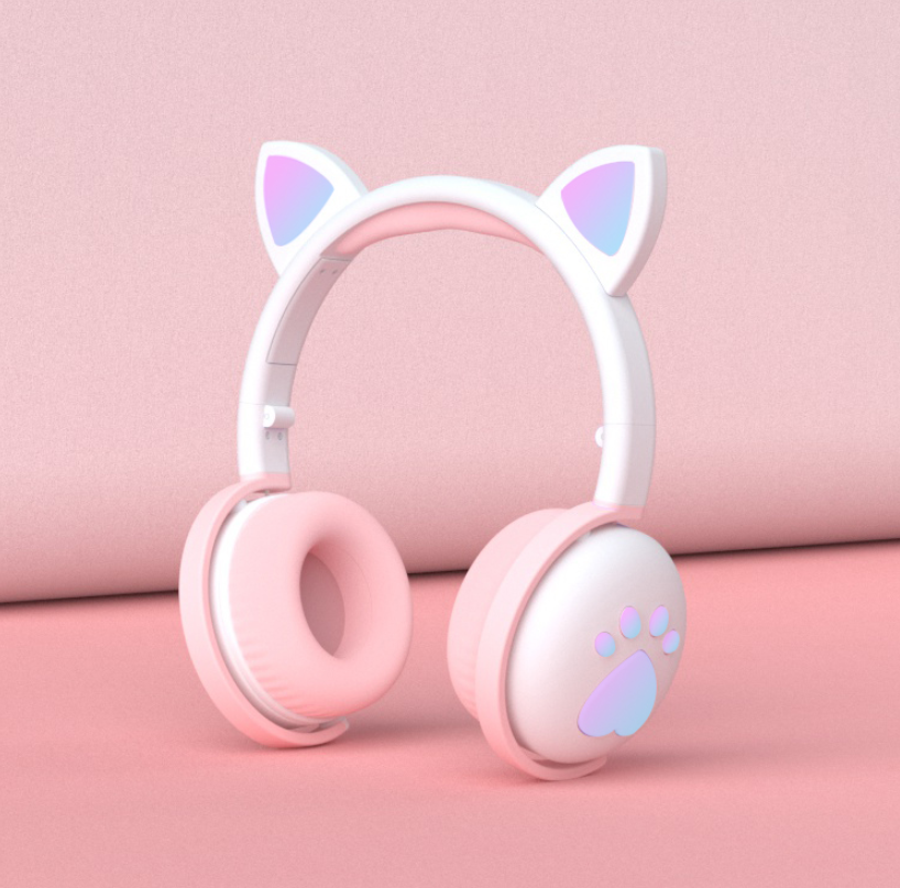 Glowing Cat Ear Bluetooth Headphones for Girls & Kids