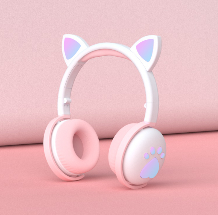 Glowing Cat Ear Bluetooth Headphones for Girls & Kids