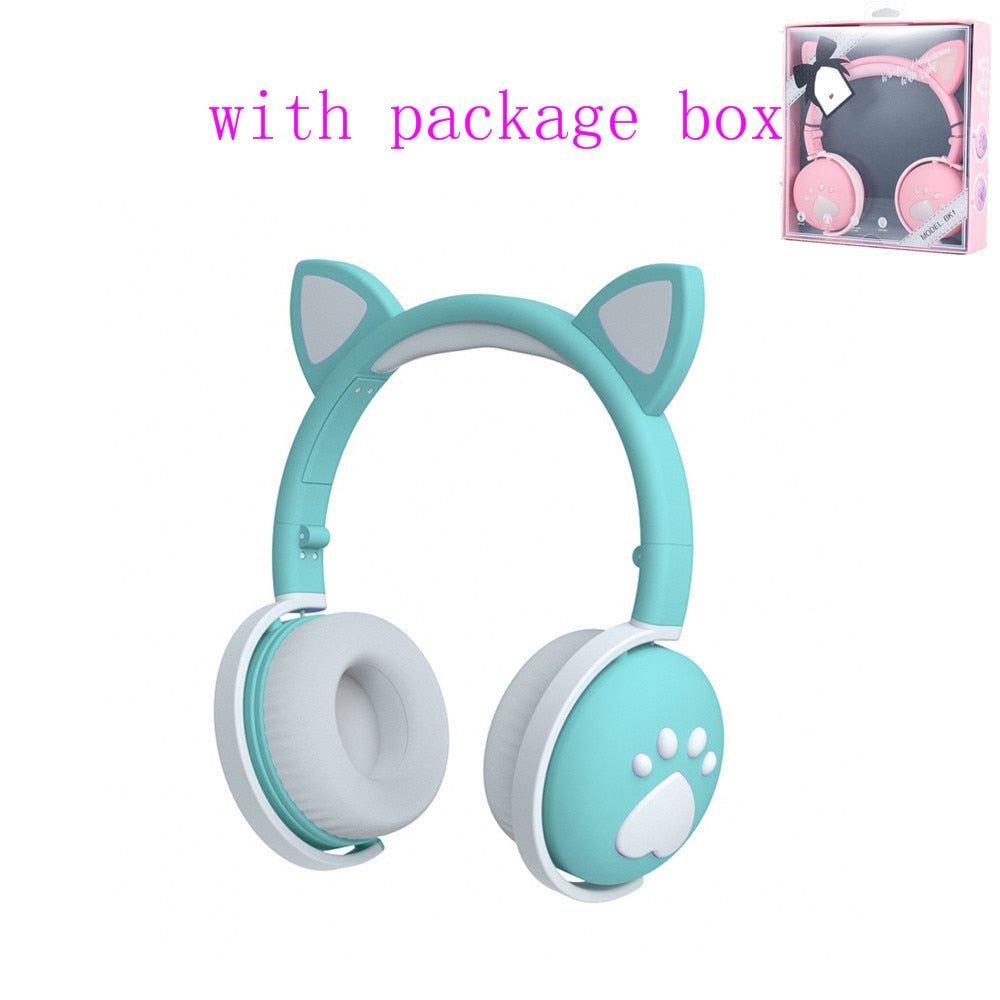 Glowing Cat Ear Bluetooth Headphones for Girls & Kids