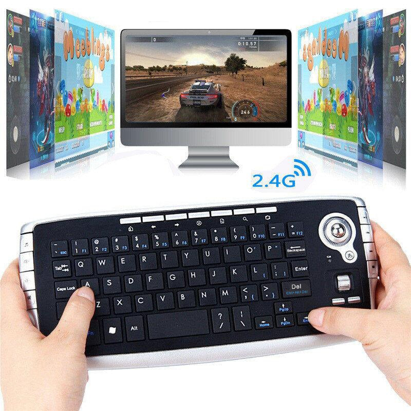 Wireless Keyboard with Trackball for Couch and TV Use