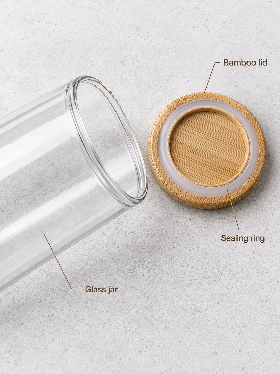 Airtight Glass Food Storage Jars with Bamboo Lids Set