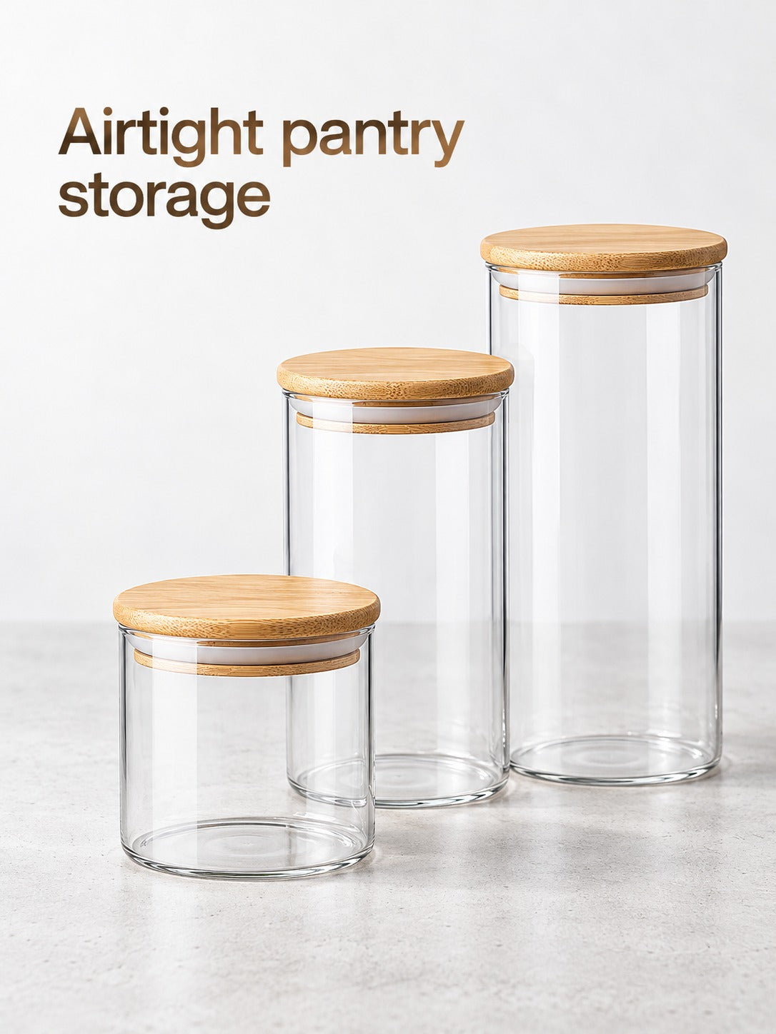 Airtight Glass Food Storage Jars with Bamboo Lids Set