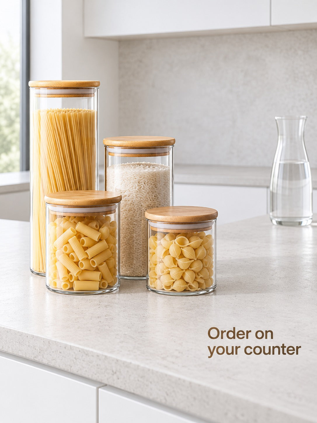 Airtight Glass Food Storage Jars with Bamboo Lids Set