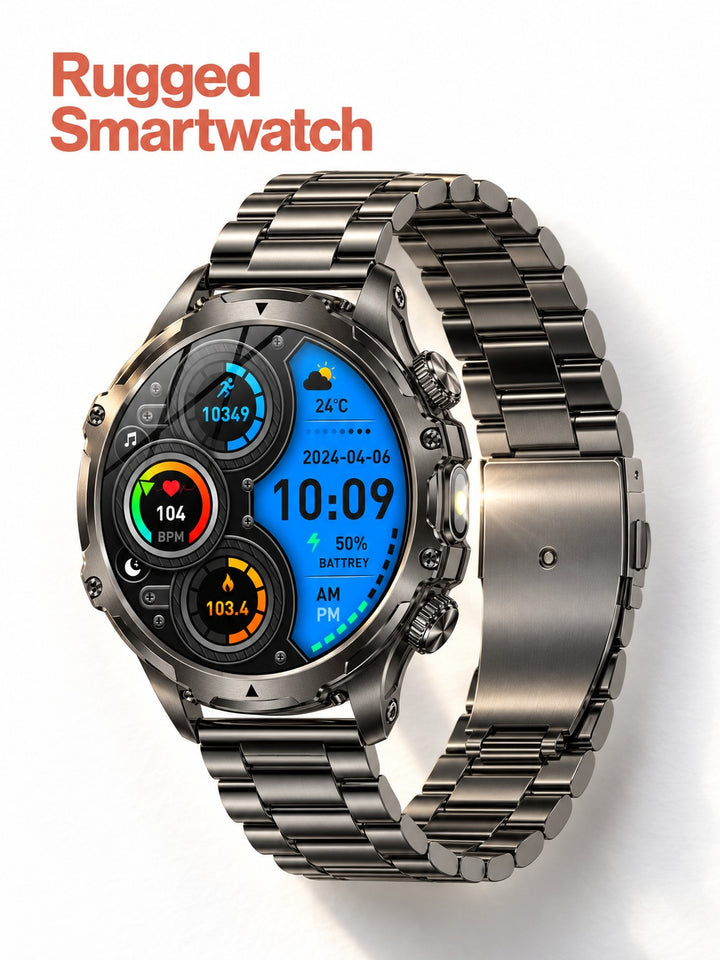 Rugged Smartwatch with LED Flashlight & Bluetooth Calling