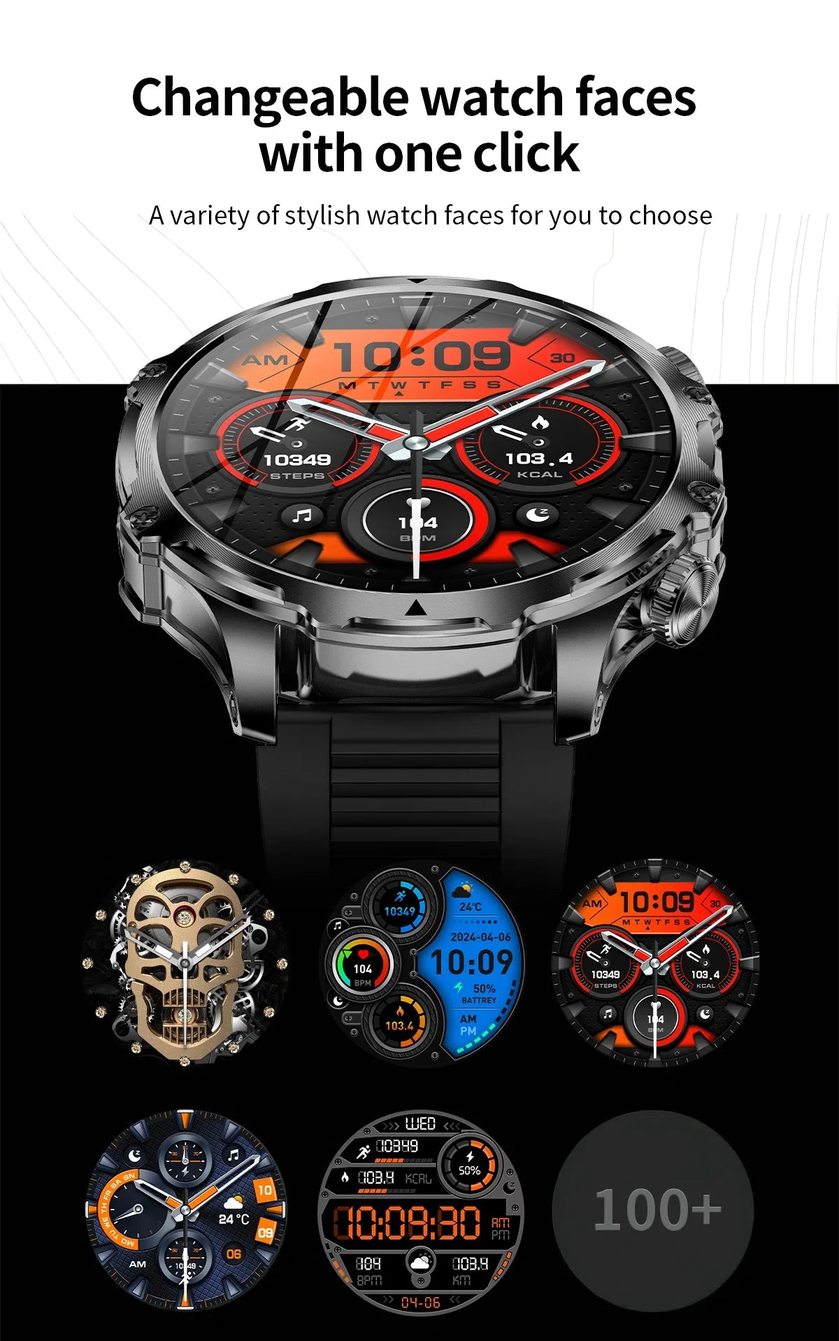 Rugged Smartwatch with LED Flashlight & Bluetooth Calling