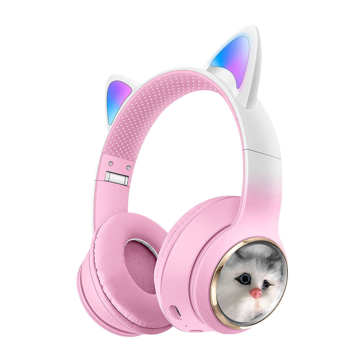 Foldable Cat Ear Bluetooth Headphones with LED Ears