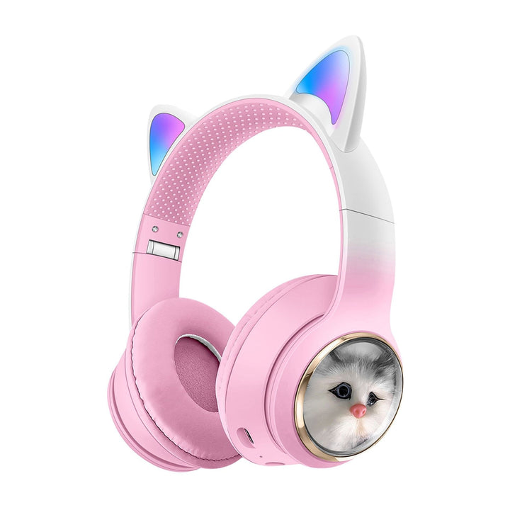 Foldable Cat Ear Bluetooth Headphones with LED Ears