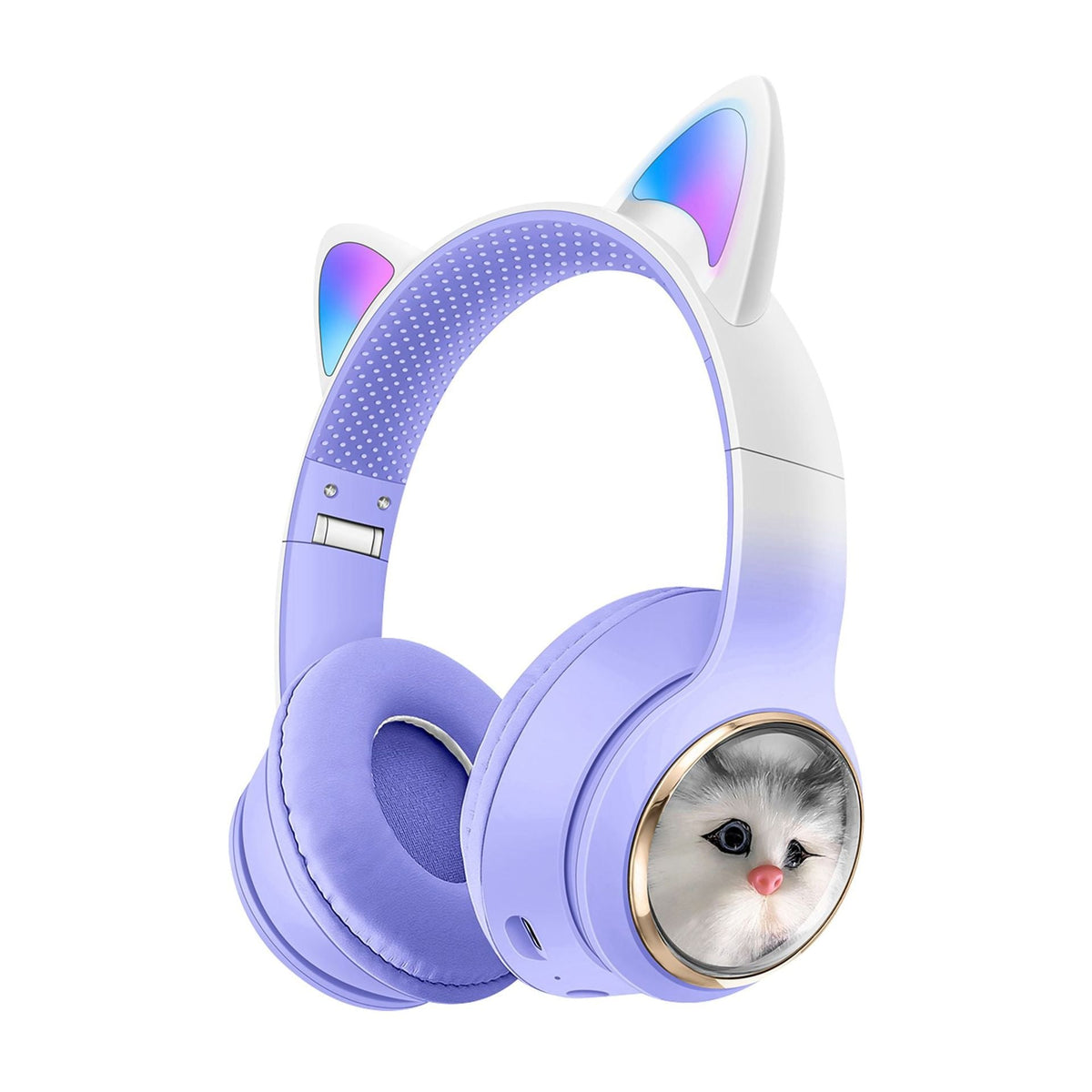 Foldable Cat Ear Bluetooth Headphones with LED Ears