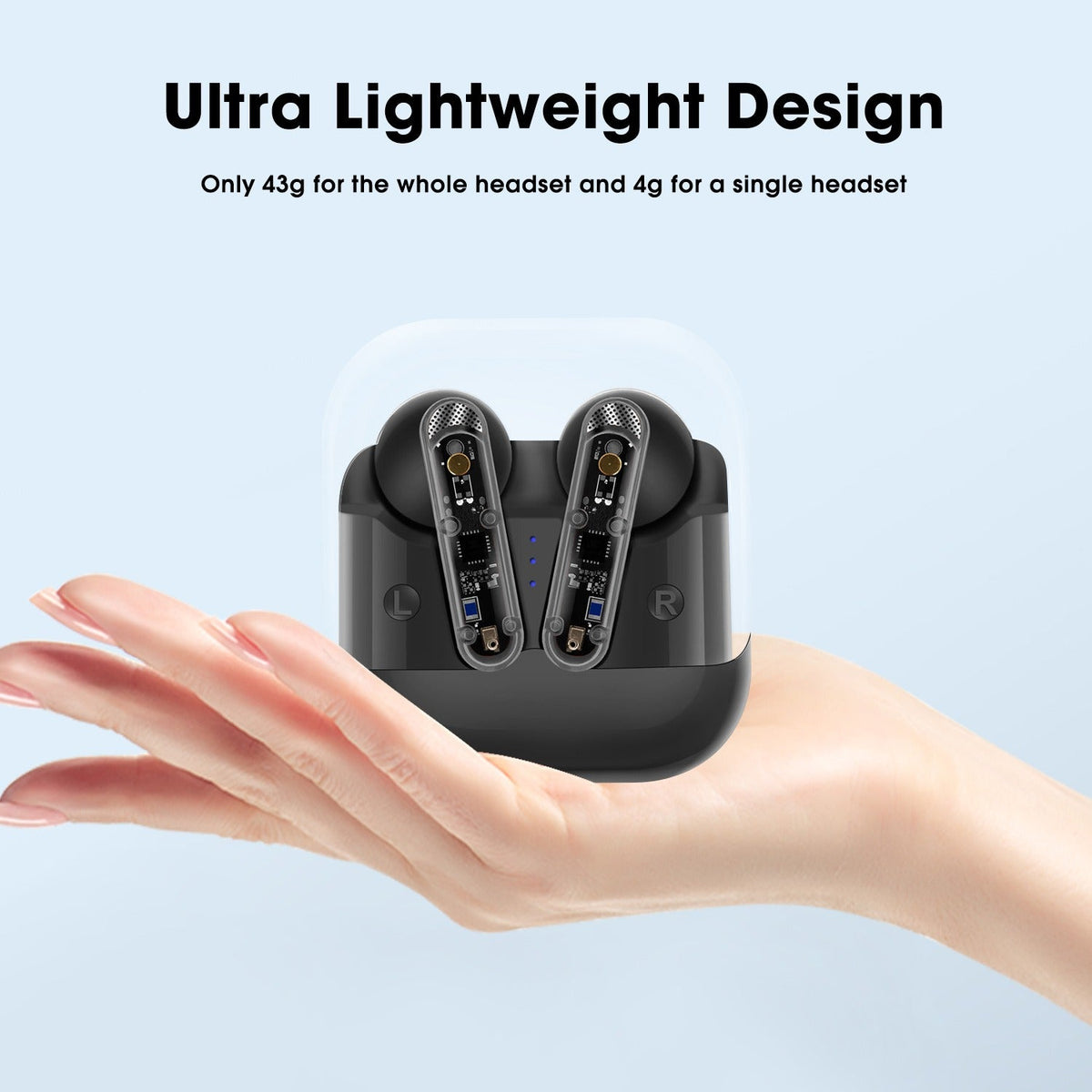 Wireless Sports Earbuds with Heavy Bass, Clear Shell