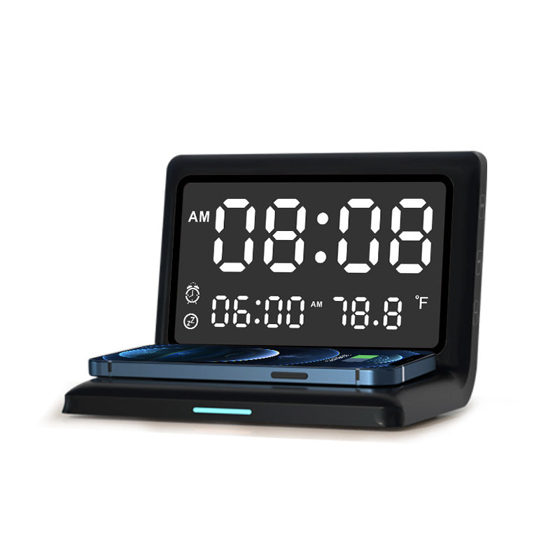 Wireless Charger Alarm Clock with 15W Fast Charging