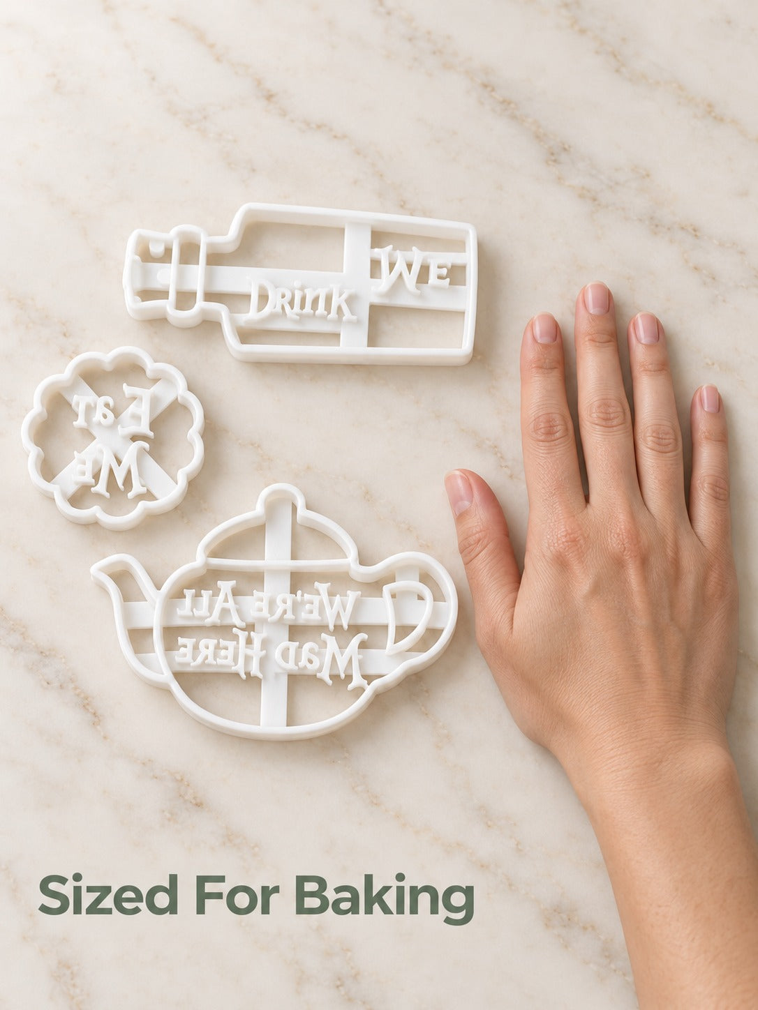 Alice in Wonderland Cookie Cutters Set of 3 Embossed