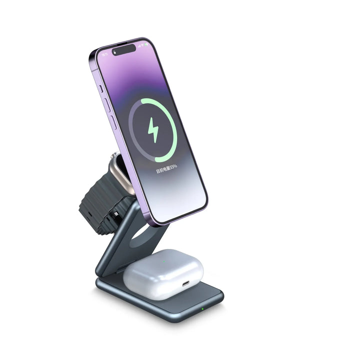 Foldable 3-in-1 Wireless Charger for Phone, Watch & Earbuds