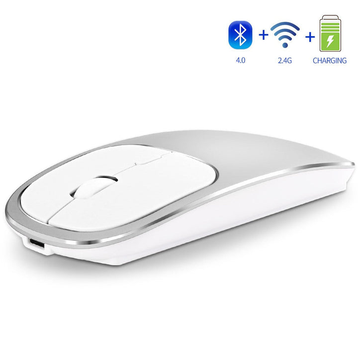 Rechargeable Wireless Mouse, Slim Aluminum Bluetooth 2.4G