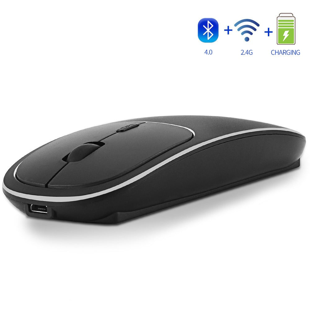 Rechargeable Wireless Mouse, Slim Aluminum Bluetooth 2.4G