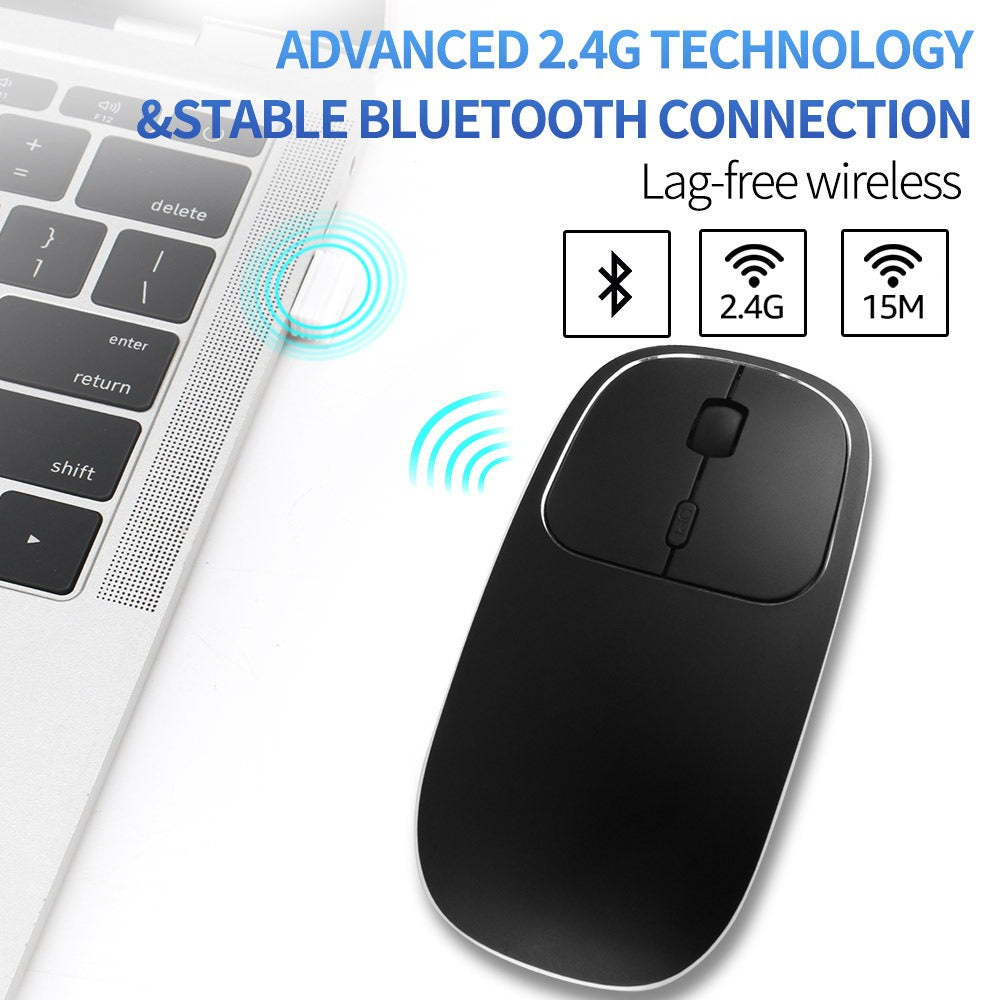 Rechargeable Wireless Mouse, Slim Aluminum Bluetooth 2.4G