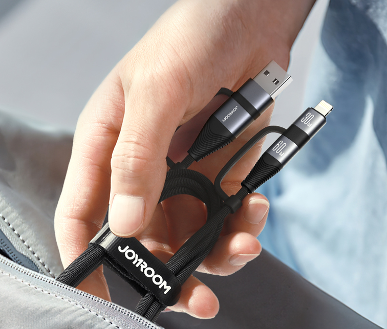 4-in-1 Braided Aluminum Charging Cable, 60W Fast Charge